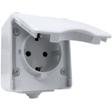 Πρίζα Σούκο με Καπάκι 16A Γκρί Επίτοιχη IP65